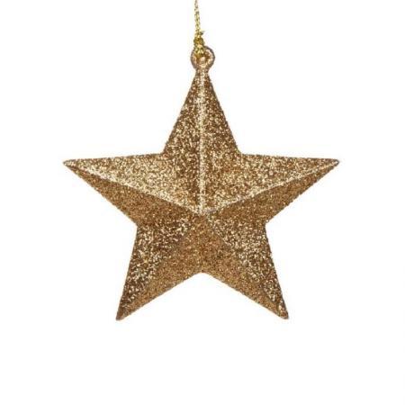 Елочная игрушка Звезда пластик золотистая (высота 10 см)